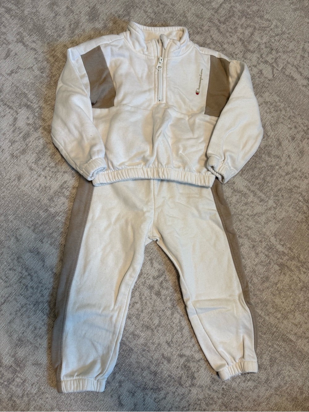 Champion Kids White and Tan Sweatshirt & Joggers Set